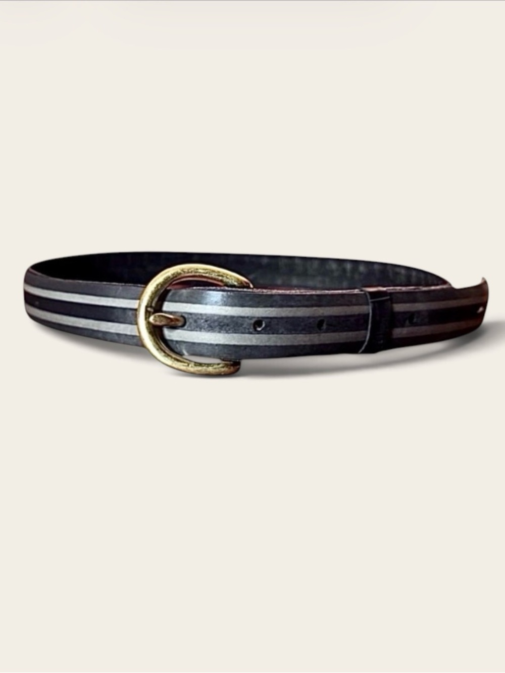 Early 2000s Totally Tubular Recycled Rubber Belt Brass Buckle Unisex 34”
